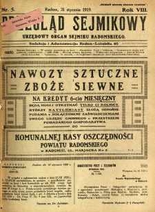 Przegląd Sejmikowy : Urzędowy Organ Sejmiku Radomskiego, 1929, R. 8. nr 5