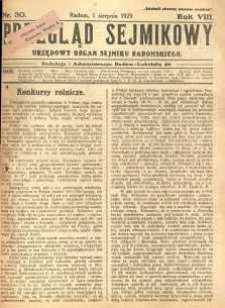 Przegląd Sejmikowy : Urzędowy Organ Sejmiku Radomskiego, 1929, R. 8. nr 30