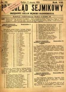 Przegląd Sejmikowy : Urzędowy Organ Sejmiku Radomskiego, 1929, R. 8. nr 32