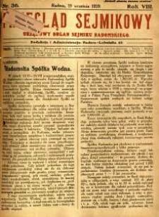 Przegląd Sejmikowy : Urzędowy Organ Sejmiku Radomskiego, 1929, R. 8. nr 36