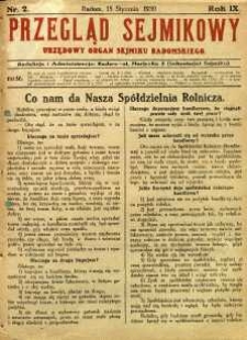 Przegląd Sejmikowy : Urzędowy Organ Sejmiku Radomskiego, 1930, R. 9, nr 2