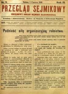 Przegląd Sejmikowy : Urzędowy Organ Sejmiku Radomskiego, 1930, R. 9, nr 11
