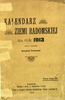 Kalendarz ziemi radomskiej na rok 1913