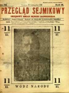 Przegląd Sejmikowy : Urzędowy Organ Sejmiku Radomskiego, 1930, R. 9, nr 22