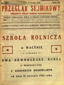 Przegląd Sejmikowy : Urzędowy Organ Sejmiku Radomskiego, 1930, R. 9, nr 24