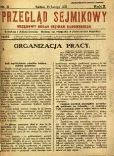 Przegląd Sejmikowy : Urzędowy Organ Sejmiku Radomskiego, 1931, R. 10, nr 4