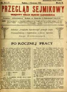 Przegląd Sejmikowy : Urzędowy Organ Sejmiku Radomskiego, 1931, R. 10, nr 6/7