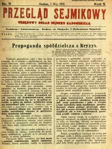 Przegląd Sejmikowy : Urzędowy Organ Sejmiku Radomskiego, 1931, R. 10, nr 9