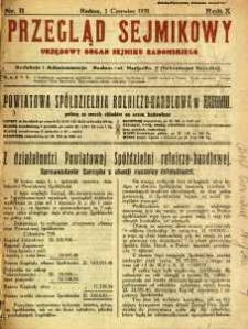 Przegląd Sejmikowy : Urzędowy Organ Sejmiku Radomskiego, 1931, R. 10, nr 11