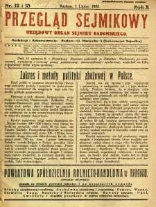 Przegląd Sejmikowy : Urzędowy Organ Sejmiku Radomskiego, 1931, R. 10, nr 12/13
