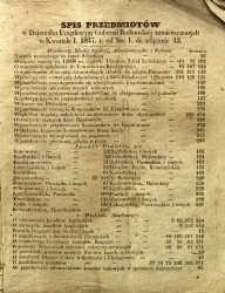 Spis Przedmiotów w Dzienniku Urzędowym Gubernii Radomskiej w kwartale I 1847 r. od numeru 1 do nr 13 włącznie zamieszczonych