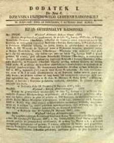 Dziennik Urzędowy Gubernii Radomskiej, 1847, nr 6, dod. I