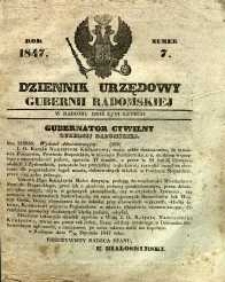 Dziennik Urzędowy Gubernii Radomskiej, 1847, nr 7