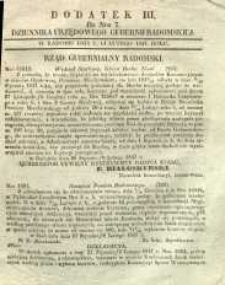 Dziennik Urzędowy Gubernii Radomskiej, 1847, nr 7, dod. III