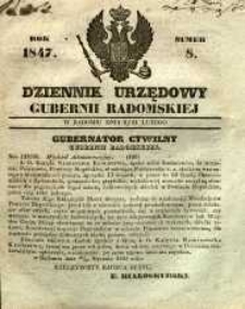 Dziennik Urzędowy Gubernii Radomskiej, 1847, nr 8