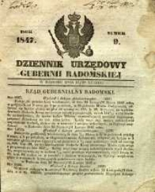 Dziennik Urzędowy Gubernii Radomskiej, 1847, nr 9