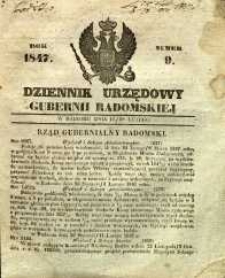 Dziennik Urzędowy Gubernii Radomskiej, 1847, nr 9
