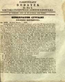 Dziennik Urzędowy Gubernii Radomskiej, 1847, nr 9, dod. nadzwyczajny