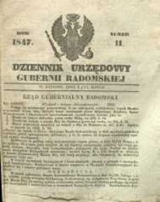 Dziennik Urzędowy Gubernii Radomskiej, 1847, nr 11