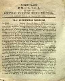 Dziennik Urzędowy Gubernii Radomskiej, 1847, nr 11, dod. nadzwyczjny