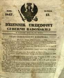 Dziennik Urzędowy Gubernii Radomskiej, 1847, nr 13