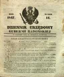 Dziennik Urzędowy Gubernii Radomskiej, 1847, nr 14