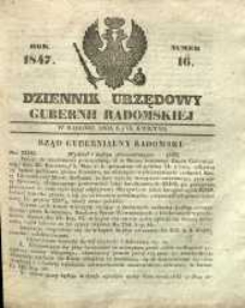 Dziennik Urzędowy Gubernii Radomskiej, 1847, nr 16