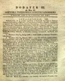 Dziennik Urzędowy Gubernii Radomskiej, 1847, nr 16, dod. III