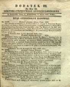 Dziennik Urzędowy Gubernii Radomskiej, 1847, nr 19, dod. III