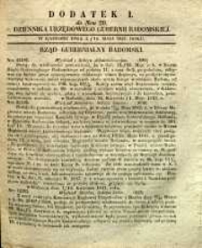 Dziennik Urzędowy Gubernii Radomskiej, 1847, nr 20, dod. I