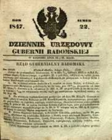 Dziennik Urzędowy Gubernii Radomskiej, 1847, nr 22
