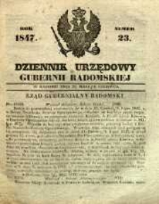 Dziennik Urzędowy Gubernii Radomskiej, 1847, nr 23