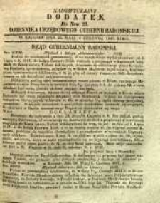 Dziennik Urzędowy Gubernii Radomskiej, 1847, nr 23, dod. nadzwyczjny