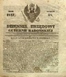 Dziennik Urzędowy Gubernii Radomskiej, 1847, nr 28