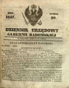 Dziennik Urzędowy Gubernii Radomskiej, 1847, nr 29