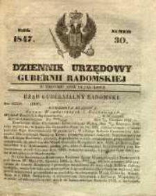 Dziennik Urzędowy Gubernii Radomskiej, 1847, nr 30