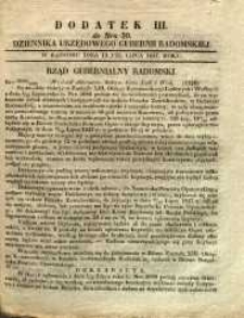 Dziennik Urzędowy Gubernii Radomskiej 1847, nr 30, dod. III
