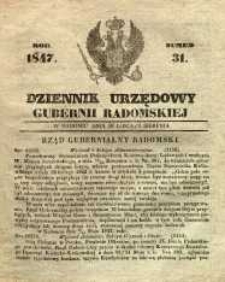 Dziennik Urzędowy Gubernii Radomskiej, 1847, nr 31