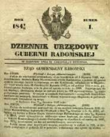 Dziennik Urzędowy Gubernii Radomskiej, 1848, nr 1