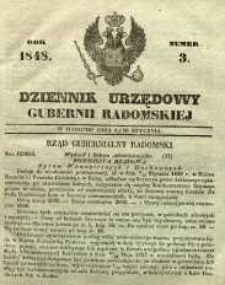 Dziennik Urzędowy Gubernii Radomskiej, 1848, nr 3