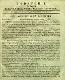 Dziennik Urzędowy Gubernii Radomskiej, 1848, nr 5, dod. I