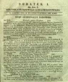 Dziennik Urzędowy Gubernii Radomskiej, 1848, nr 6, dod. I