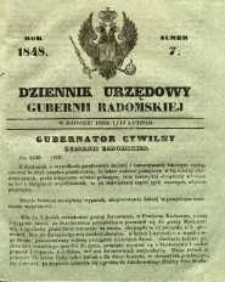 Dziennik Urzędowy Gubernii Radomskiej, 1848, nr 7