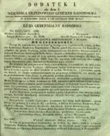 Dziennik Urzędowy Gubernii Radomskiej, 1848, nr 7, dod. I