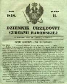 Dziennik Urzędowy Gubernii Radomskiej, 1848, nr 11