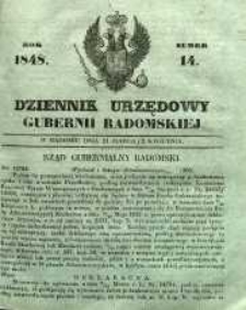 Dziennik Urzędowy Gubernii Radomskiej, 1848, nr 14