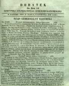 Dziennik Urzędowy Gubernii Radomskiej, 1848, nr 14, dod.