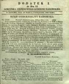 Dziennik Urzędowy Gubernii Radomskie,j 1848, nr 15, dod. I
