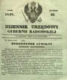 Dziennik Urzędowy Gubernii Radomskiej, 1848, nr 16