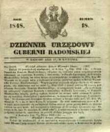 Dziennik Urzędowy Gubernii Radomskiej, 1848, nr 18